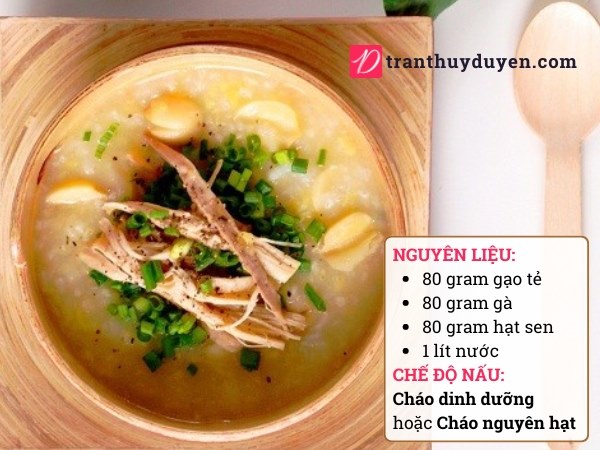 Công thức cháo gà hạt sen