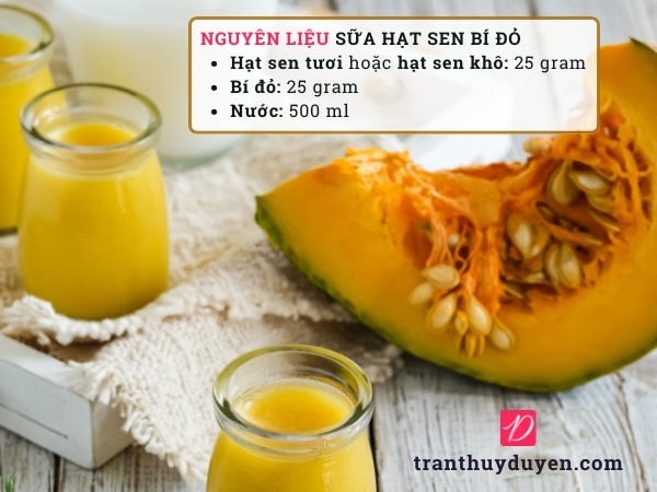 Công thức sữa hạt sen bí đỏ cho trẻ