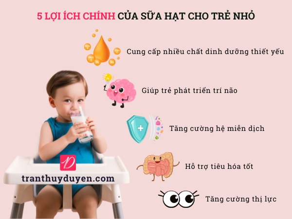 5 lợi ích chính của sữa hạt cho trẻ nhỏ
