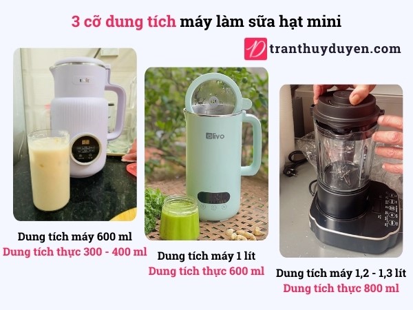 3 cỡ dung tích máy làm sữa hạt mini