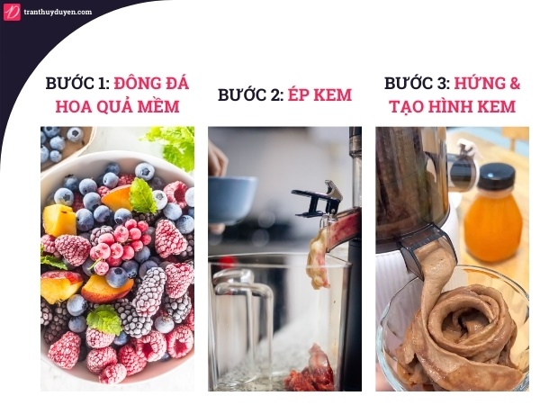 Làm kem bằng máy ép tốc độ chậm