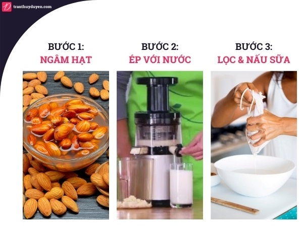 3 bước làm sữa hạt với máy ép chậm