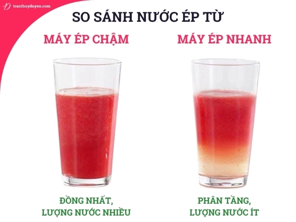 So sánh chất và lượng nước ép từ 2 loại máy ép trái cây