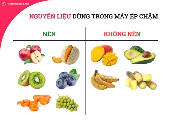 Nguyên liệu nên và không nên dùng trong máy ép chậm