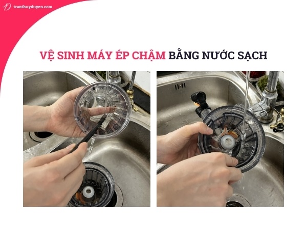 Vệ sinh máy ép chậm bằng nước sạch