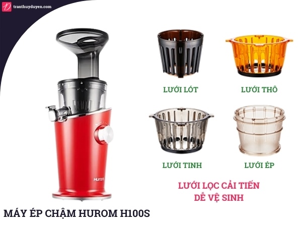 Máy ép chậm Hurom H100S với lưới lọc cải tiến dễ vệ sinh
