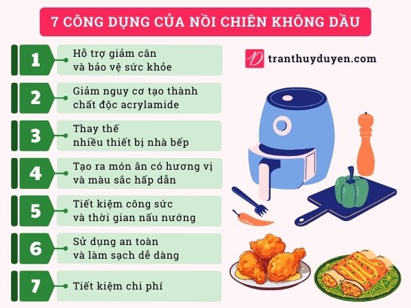 7 công dụng của nồi chiên không dầu
