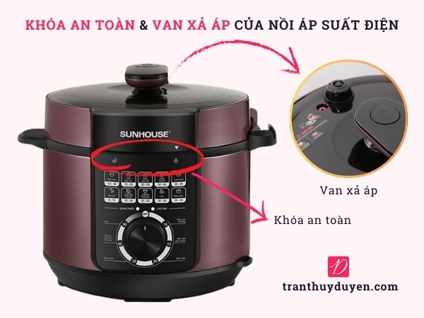 Khóa an toàn và van xả áp của nồi áp suất điện