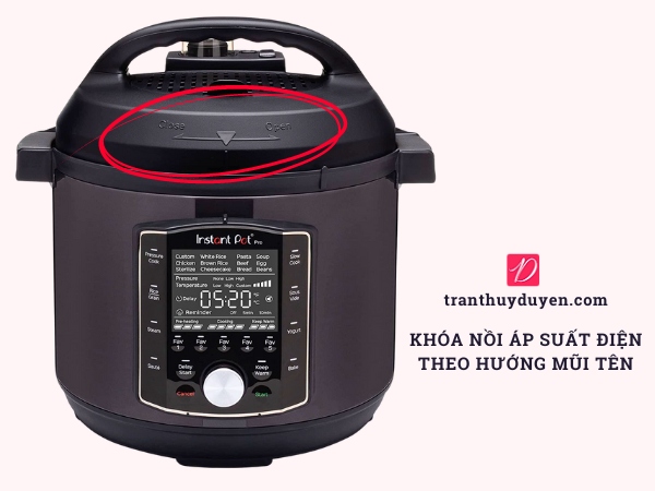 Khóa nồi áp suất điện theo hướng mũi tên
