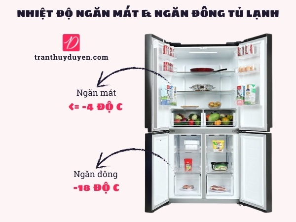 Nhiệt độ thích hợp cho ngăn mát và ngăn đông của tủ lạnh