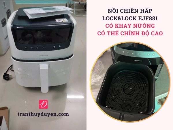 Nồi chiên hấp Lock&Lock EJF881 có khay nướng có thể chỉnh độ cao