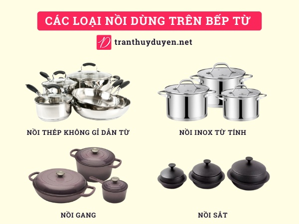 các loại nồi dùng được trên bếp từ