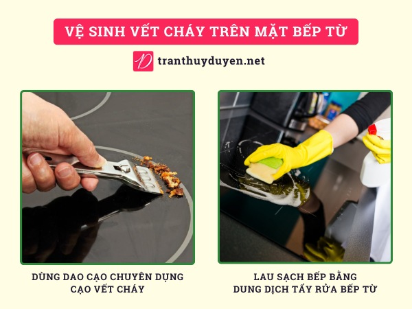 Vệ sinh vết cháy trên mặt bếp từ